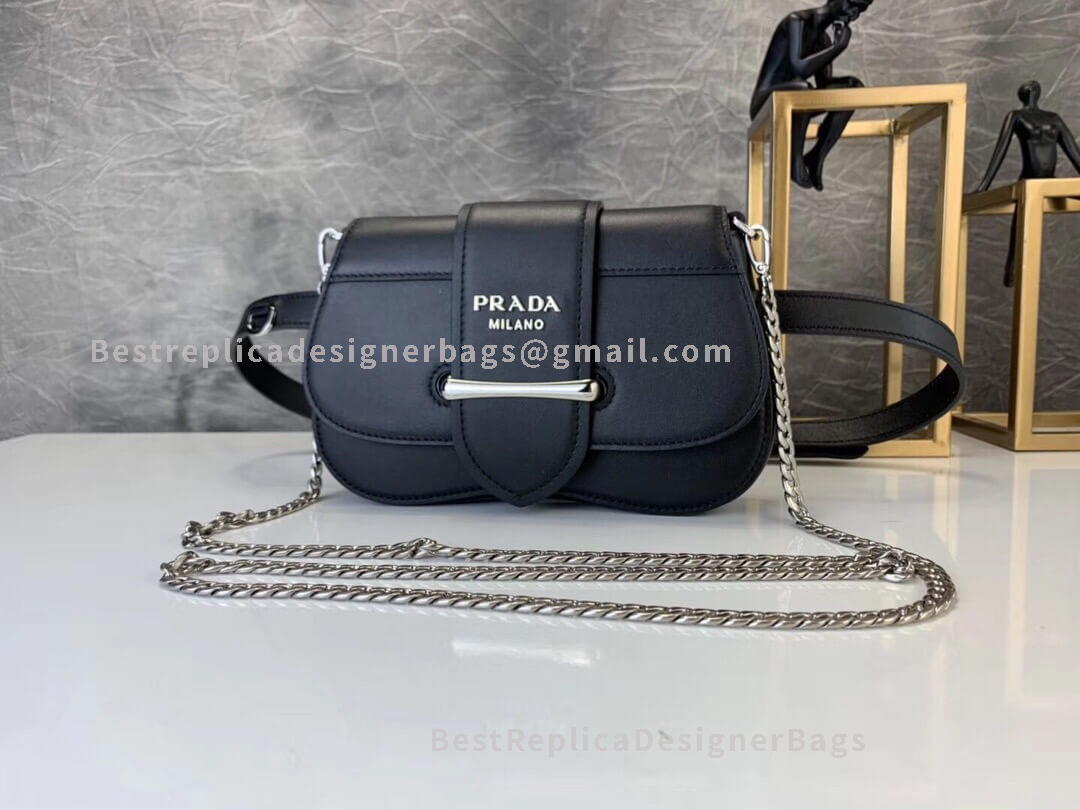Prada Sidonie Mini Black Leather Belt Bag SHW 021